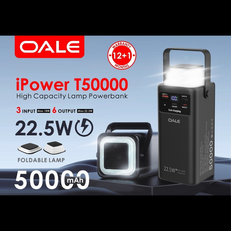 پاوربانک OALE مدل Ipower T50000 ظرفیت 50000 میلی آمپر ساعت اورجینال 22.5W
