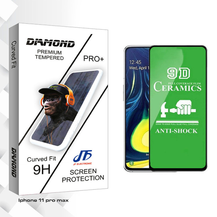 محافظ صفحه نمایش 9D جی اف مدل Diamond glass مناسب برای گوشی موبایل اپل Iphone 11pro max