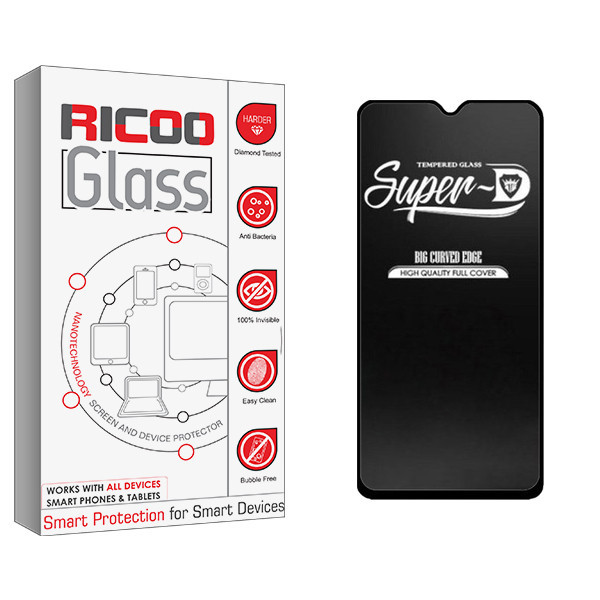 محافظ صفحه نمایش شیشه ای ریکو مدل Ricoo Glass Super-D مناسب برای گوشی موبایل شیائومی Poco M3 \ Note 8 Pro
