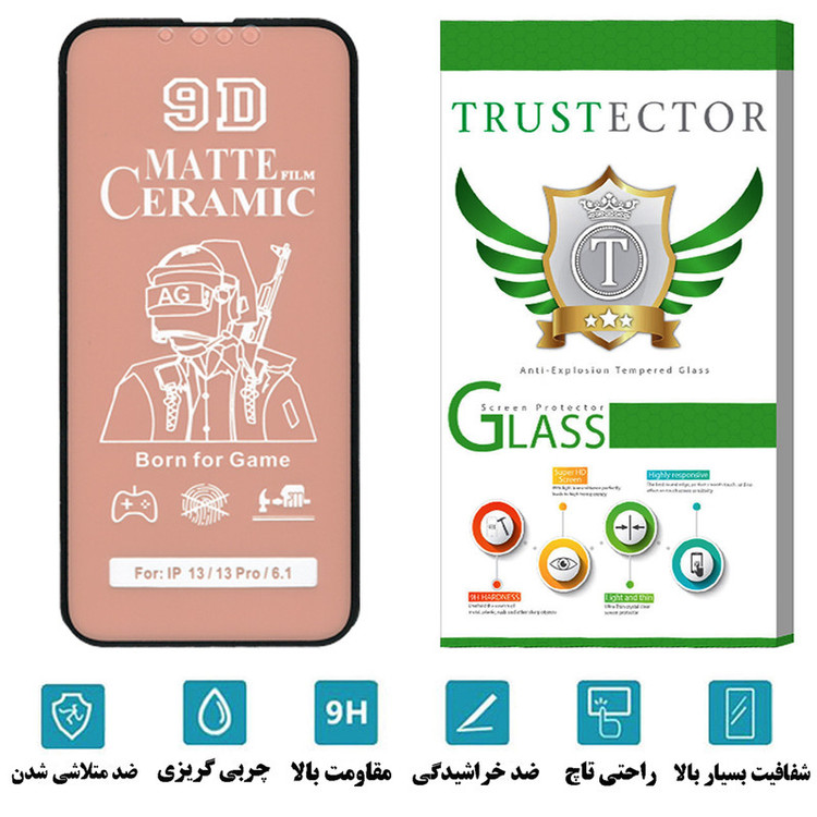 محافظ صفحه نمایش سرامیکی مات تراستکتور مدل CATA مناسب برای گوشی موبایل اپل iPhone 14
