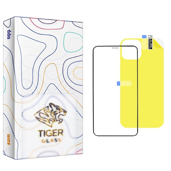 محافظ صفحه نمایش شیشه ای تایگر گلس مدل APL2 مناسب برای گوشی موبایل اپل iPhone 11 به همراه محافظ پشت گوشی