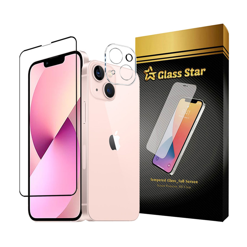 محافظ صفحه نمایش گلس استار مدل MFUL3DGS مناسب برای گوشی موبایل اپل iPhone 13 mini به همراه محافظ لنز دوربین