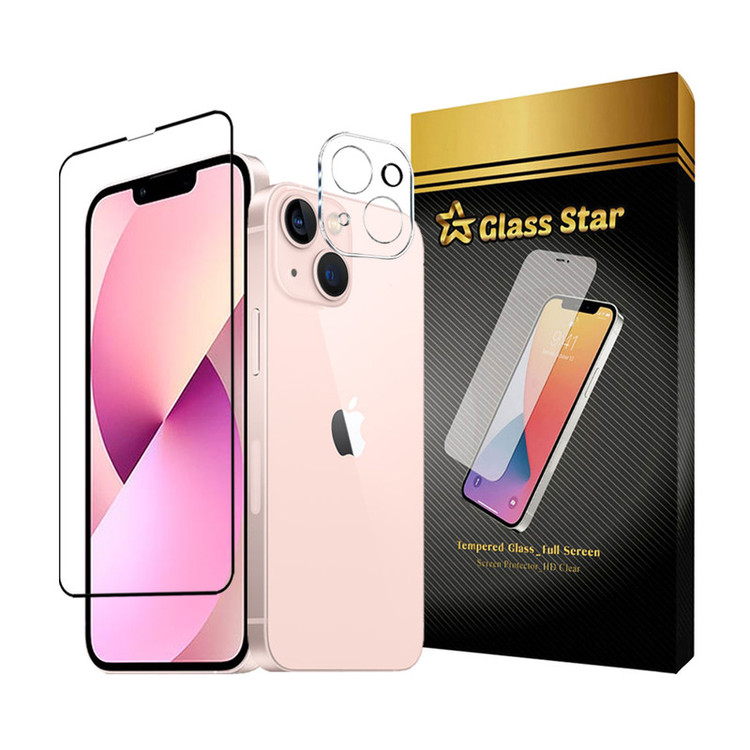 محافظ صفحه نمایش گلس استار مدل MFUL3DGS مناسب برای گوشی موبایل اپل iPhone 13 mini به همراه محافظ لنز دوربین