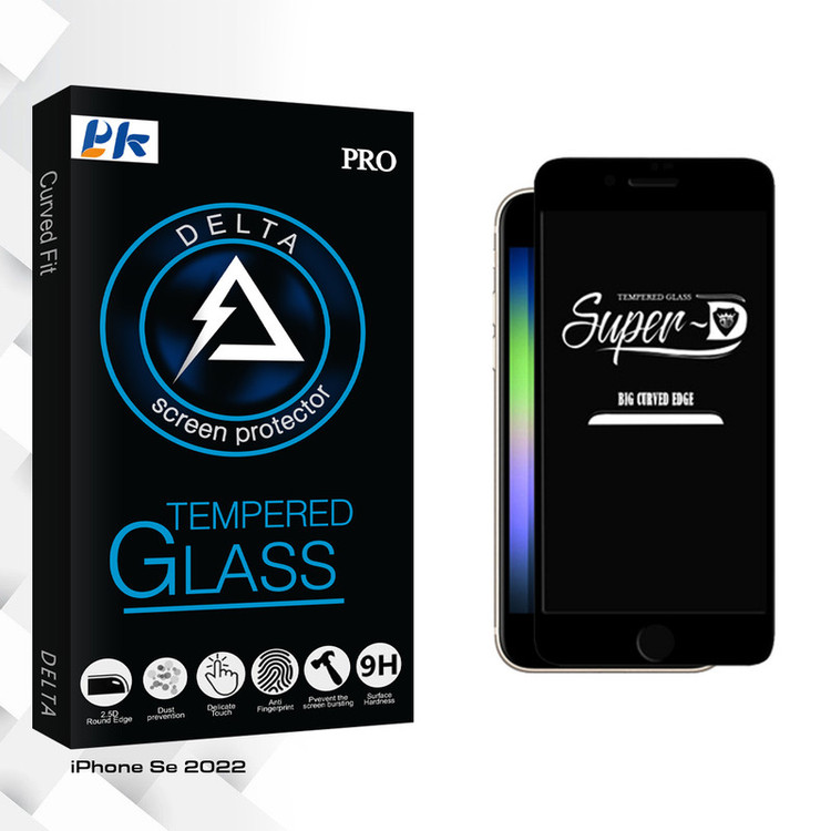 محافظ صفحه نمایش شیشه ای پی کی مدل Delta Glass Super-D مناسب برای گوشی موبایل اپل iPhone Se 2022