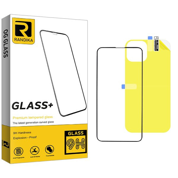 محافظ صفحه نمایش شیشه ای راندیکا مدل RK مناسب برای گوشی موبایل اپل iPhone 14 Pro Max به همراه محافظ پشت گوشی