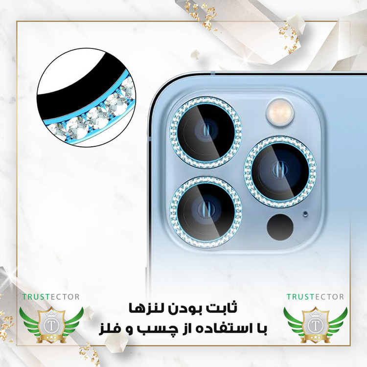 محافظ لنز دوربین نگین دار تراستکتور مدل RNGLNTR مناسب برای گوشی موبایل اپل iPhone 12 Pro / iPhone 11 Pro Max / iPhone 11 Pro