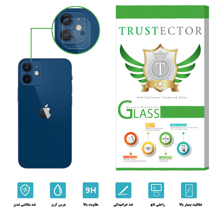 محافظ لنز دوربین تراستکتور مدل CLPT مناسب برای گوشی موبایل اپل iPhone 12 mini