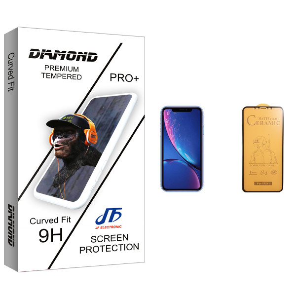 محافظ صفحه نمایش سرامیکی جی اف مدل Diamond glass مناسب برای گوشی موبایل اپل iPhone XR