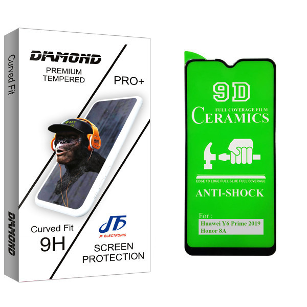 محافظ صفحه نمایش 9D جی اف مدل Diamond glass مناسب برای گوشی موبایل هوآوی Y6 Prime 2019 / آنر 8A