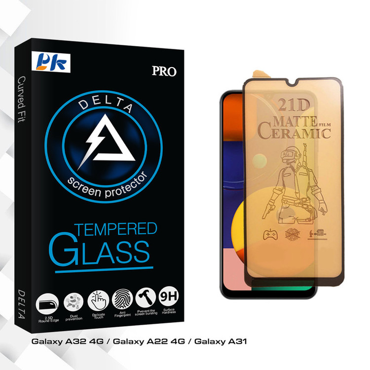 محافظ صفحه نمایش سرامیکی مات پی کی مدل Delta Glass مناسب برای گوشی موبایل سامسونگ Galaxy A32 4G / Galaxy A22 4G / Galaxy A31
