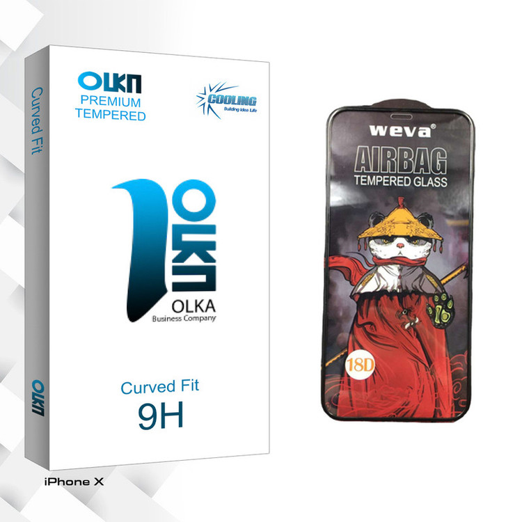 محافظ صفحه نمایش شیشه ای کولینگ مدل Olka Pro_Airbag مناسب برای گوشی موبایل اپل iPhone X