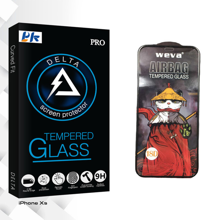 محافظ صفحه نمایش شیشه ای پی کی مدل Delta Glass_Airbag مناسب برای گوشی موبایل اپل iPhone Xs