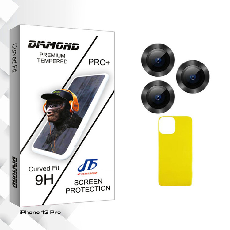 محافظ پشت گوشی جی اف مدل Diamond Glass FLL مناسب برای گوشی موبایل اپل iPhone 13 Pro به همراه محافظ لنز دوربین