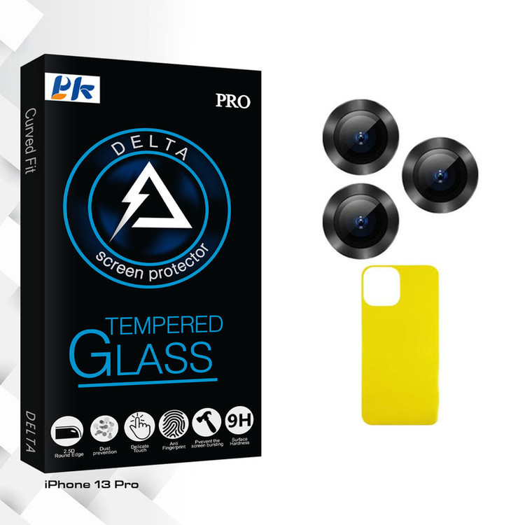 محافظ پشت گوشی پی کی مدل Delta Glass FLL مناسب برای گوشی موبایل اپل iPhone 13 Pro به همراه محافظ لنز دوربین