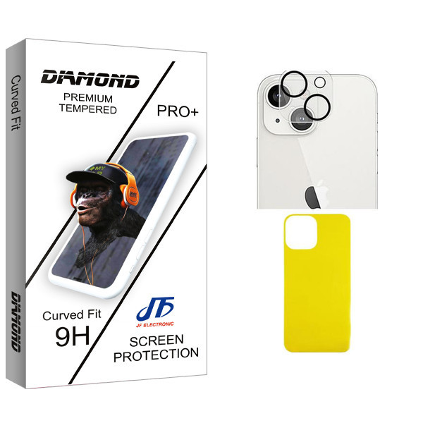 محافظ پشت گوشی جی اف مدل Diamond Glass FLL مناسب برای گوشی موبایل اپل iPhone 13 به همراه محافظ لنز دوربین