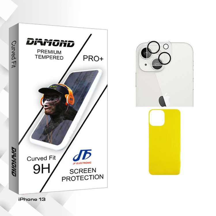 محافظ پشت گوشی جی اف مدل Diamond Glass FLL مناسب برای گوشی موبایل اپل iPhone 13 به همراه محافظ لنز دوربین