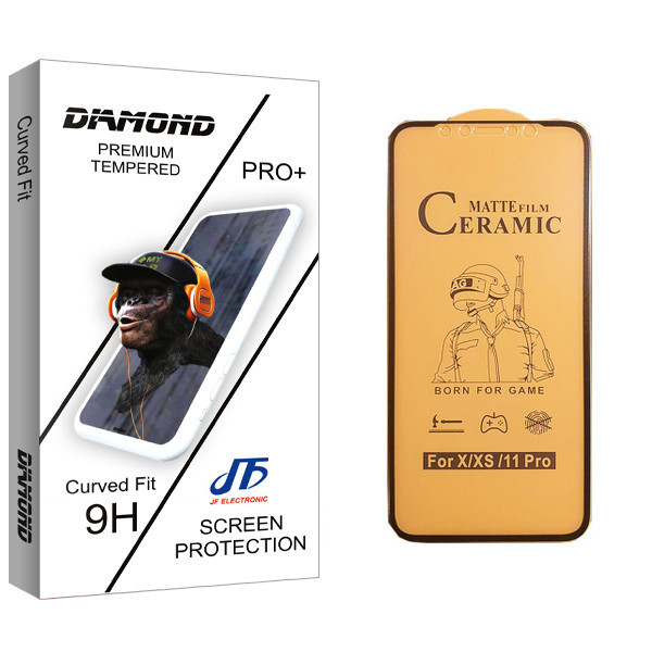 محافظ صفحه نمایش سرامیکی جی اف مدل Diamond glass مناسب برای گوشی موبایل اپل iPhone XS