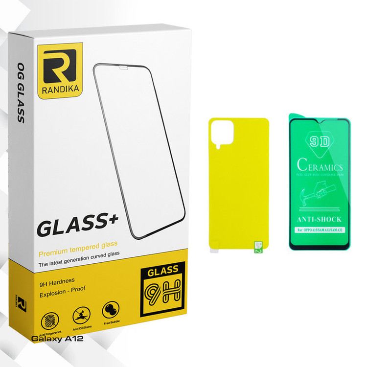 محافظ صفحه نمایش سرامیکی راندیکا مدل GLD مناسب برای گوشی موبایل سامسونگ Galaxy A12 به همراه محافظ پشت گوشی