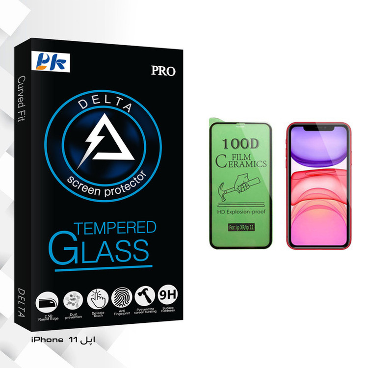 محافظ صفحه نمایش سرامیکی پی کی مدل Delta Glass مناسب برای گوشی موبایل اپل iPhone 11