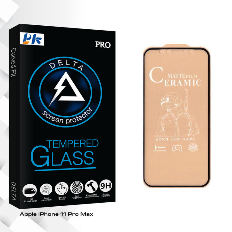 محافظ صفحه نمایش سرامیکی پی کی مدل Delta Glass مناسب برای گوشی موبایل اپل iPhone 11 Pro Max