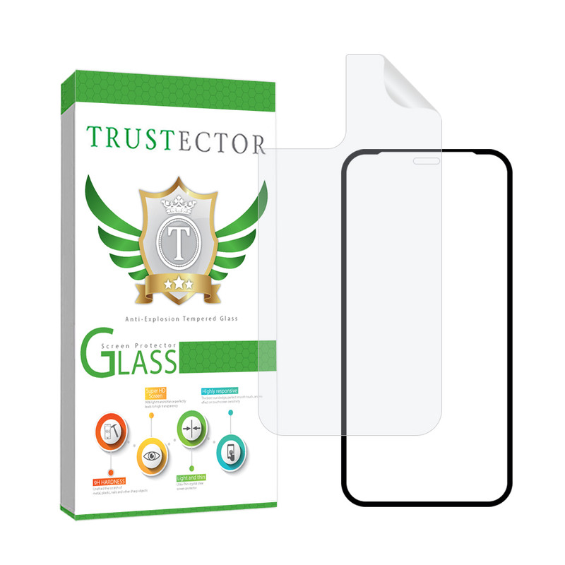 محافظ صفحه نمایش سرامیکی شفاف تراستکتور مدل CERAMICNANOTR مناسب برای گوشی موبایل اپل iPhone 12 mini به همراه محافظ پشت گوشی
