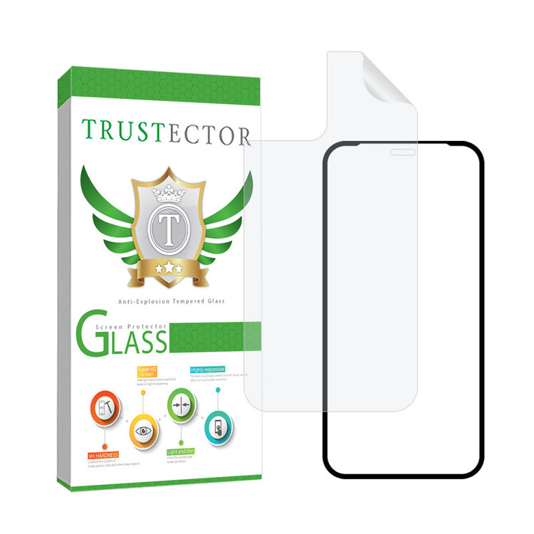 محافظ صفحه نمایش سرامیکی شفاف تراستکتور مدل CERAMICNANOTR مناسب برای گوشی موبایل اپل iPhone 12 mini به همراه محافظ پشت گوشی