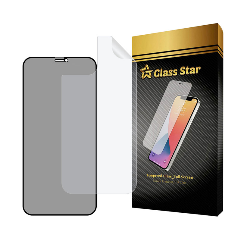 محافظ صفحه نمایش حریم شخصی گلس استار مدل FULLPRIVNANOS مناسب برای گوشی موبایل اپل iPhone 12 Pro به همراه محافظ پشت گوشی