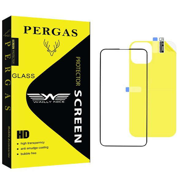 محافظ صفحه نمایش شیشه ای وایلی نایس مدل Pergas مناسب برای گوشی موبایل اپل iPhone 14  به همراه محافظ پشت گوشی