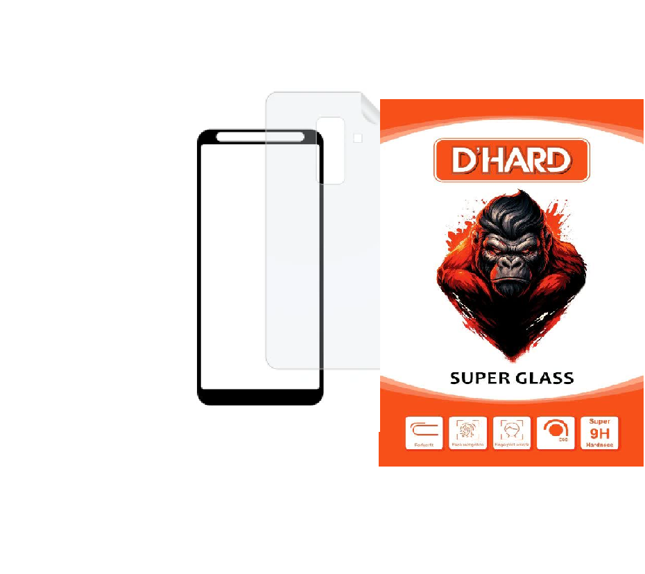محافظ صفحه نمایش گلس D`HARDمدل FUNABKGS مناسب برای گوشی موبایل سامسونگ Galaxy A6 Plus به همراه محافظ پشت گوشی