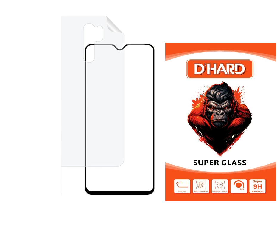 محافظ صفحه نمایش گلس D`HARDمدل FUNABKTR مناسب برای گوشی موبایل شیائومی Redmi 9 به همراه محافظ پشت گوشی
