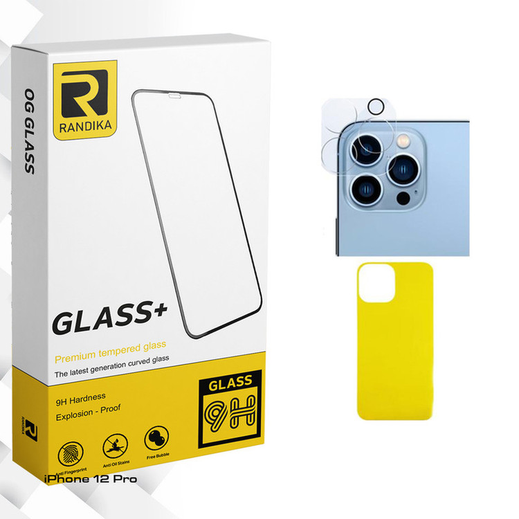 محافظ پشت گوشی راندیکا مدل Randika Glass FLL مناسب برای گوشی موبایل اپل iPhone 12 Pro به همراه محافظ لنز دوربین