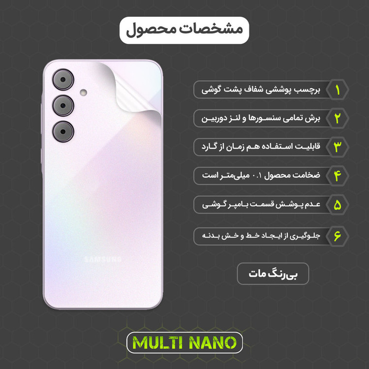 محافظ پشت گوشی نانو هیدروژل مولتی نانو مدل X-F1B مناسب برای گوشی موبایل سامسونگ Galaxy A55
