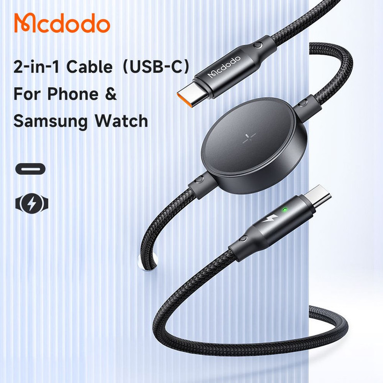 کابل شارژ USB-C مک دودو مدل CA-417 مناسب برای ساعت هوشمند سامسونگ Galaxy Watch 4-6 Fit2/3 5Pro 4/6Classic