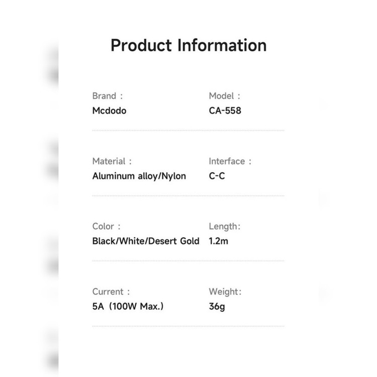 کابل usb-c مک دودو مدل ca-558 100Wطول 1.2متر