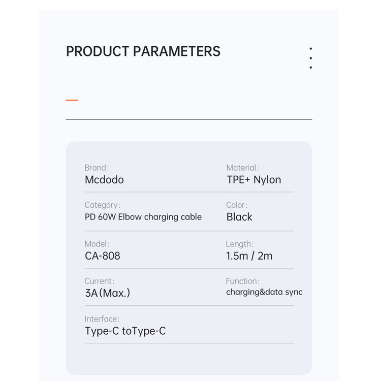 کابل USB-C مک دودو مدل MC-CA-8080 به طول 1.5 متر