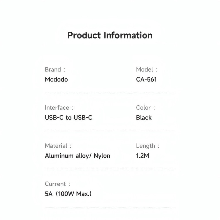 کابل تبدیل USB-C مک دودو مدل CA-561 طول 1.2 متر