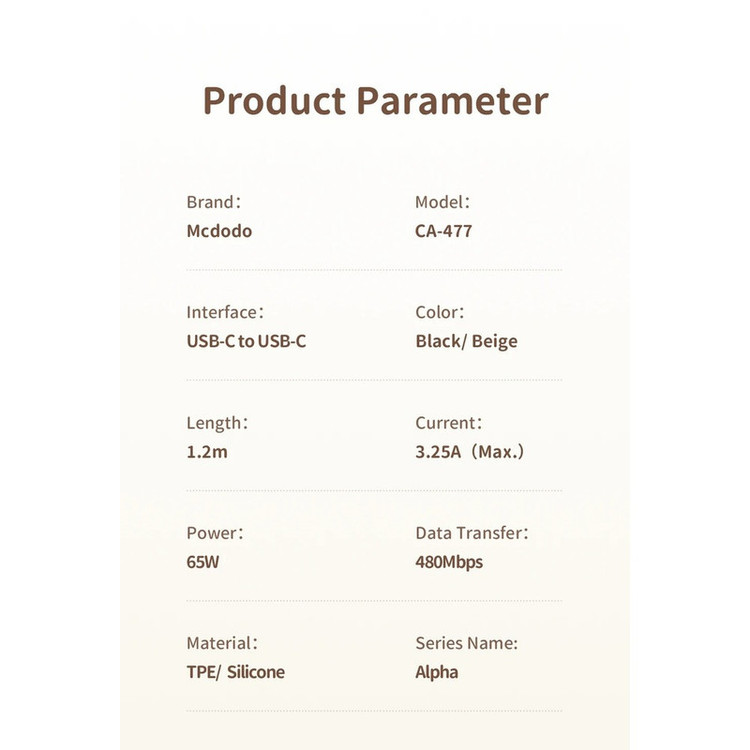 کابل USB-C مک دودو مدل CA-477 طول 1.2 متر