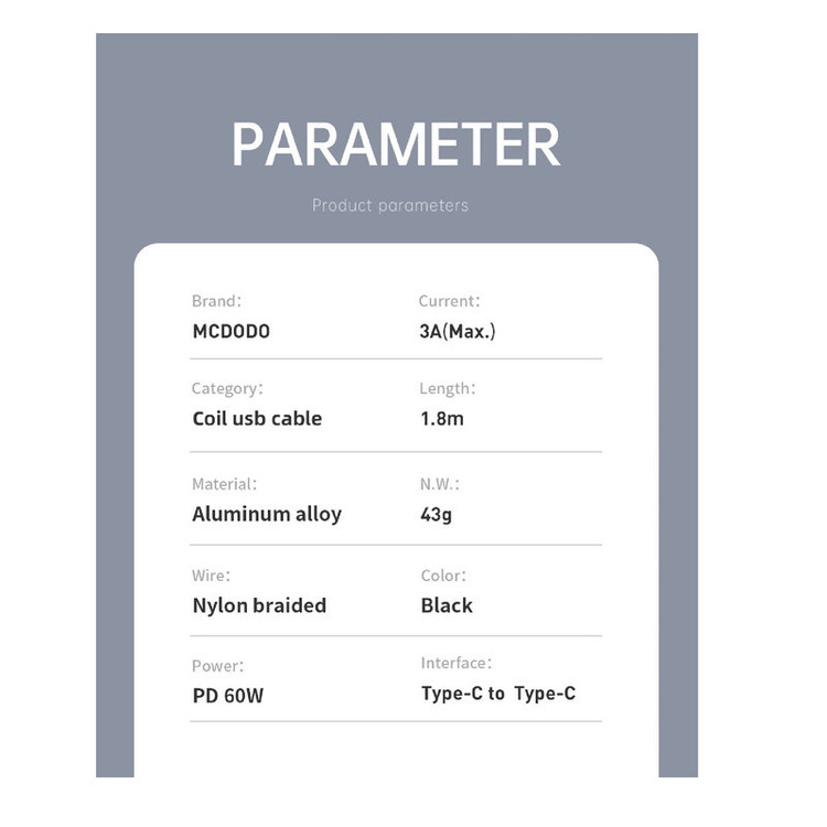 کابل USB-C مک دودو مدل CA-7860 طول 1.8 متر