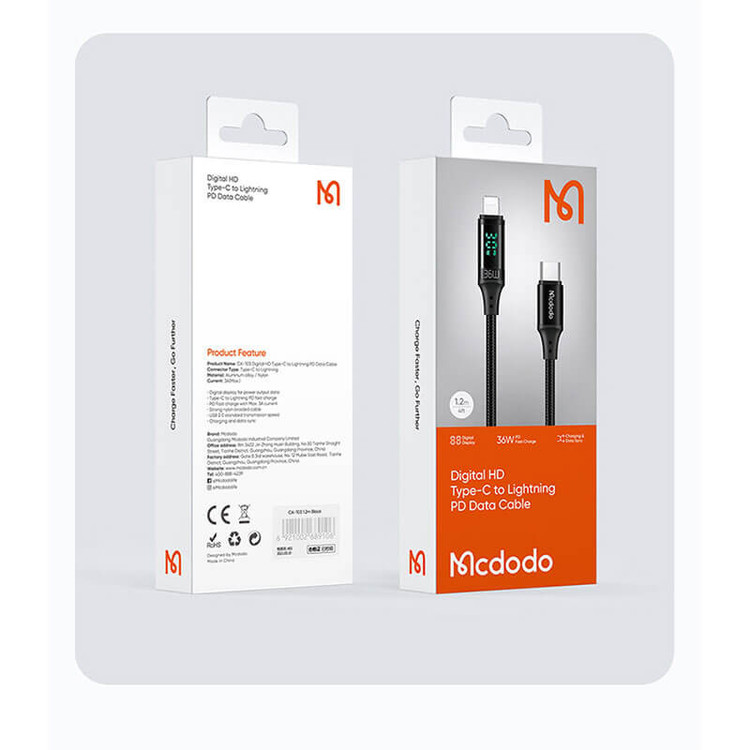 کابل تبدیل USB-C به لایتنینگ مک دودو مدل CA-1030 طول 1.2 متر