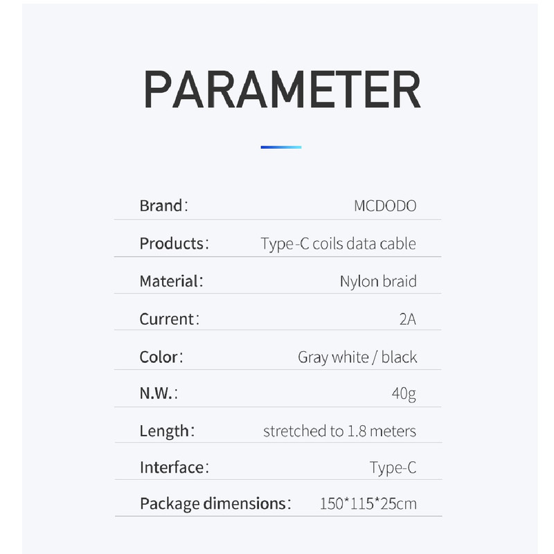 کابل تبدیل USB به USB-C مک دودو مدل MC-CA-6420 طول 1.8 متر