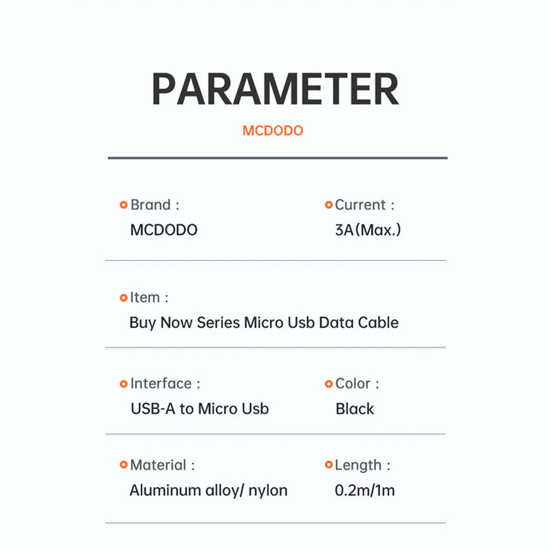کابل تبدیل USB به microUSB مک دودو مدل CA-2280 طول 0.20 متر