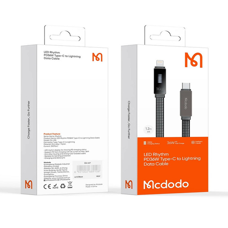 کابل تبدیل USB-C به لایتنینگ مک دودو مدل CA-496 طول 1.2 متر