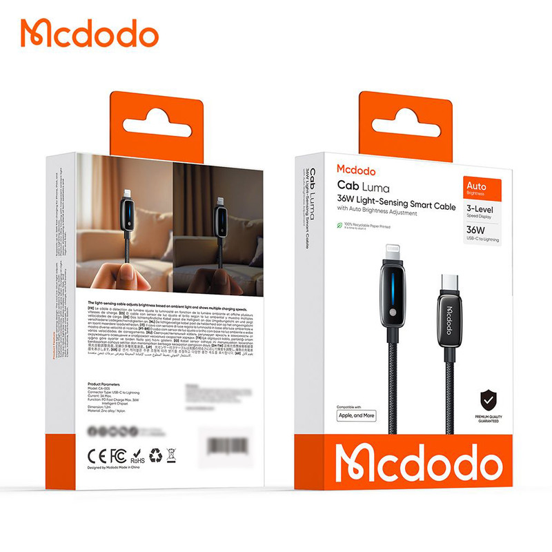 کابل تبدیل USB-C به لایتنینگ مک دودو مدل CA-005 طول 1.2 متر