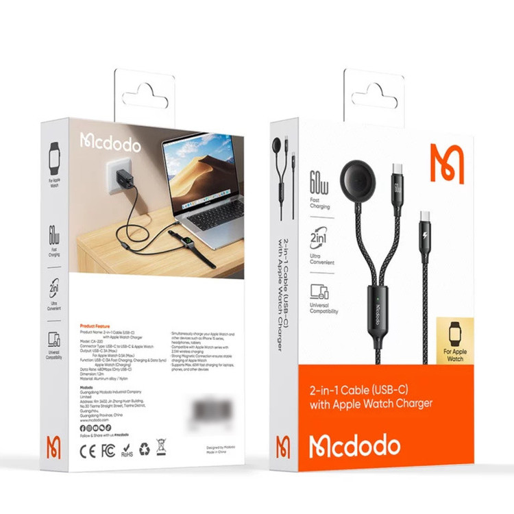 کابل تبدیل USB-C به A.W Charger / USB-C مک دودو مدل CA-220 طول 1.2 متر