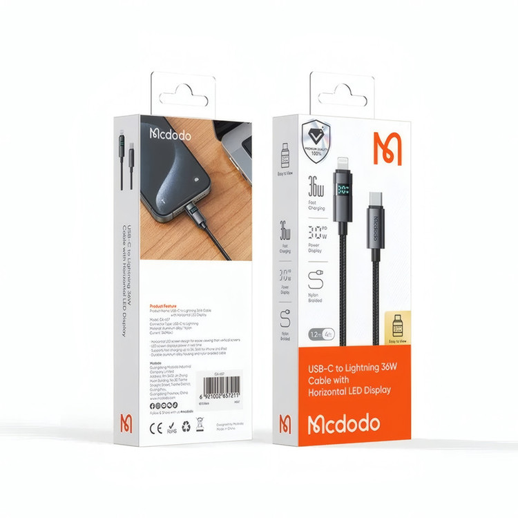 کابل تبدیل USB-C به لایتنینگ مک دودو مدل CA-657 طول 1.2 متر