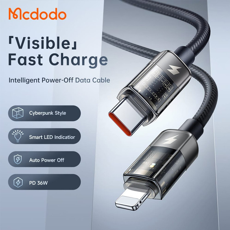 کابل USB-C به لایتنینگ مک دودو مدل Auto Power Off طول 1.2 متر