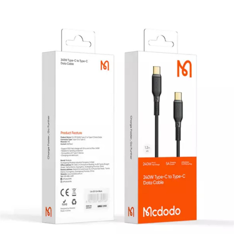 کابل تبدیل USB-C مک دودو مدل 240w طول 1.2 متر