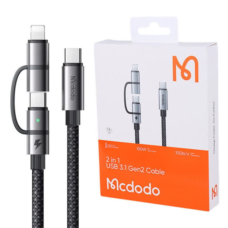 کابل تبدیل USB-C به USB-C/لایتنینگ مک دودو مدل ca-0450 طول 1.2 متر