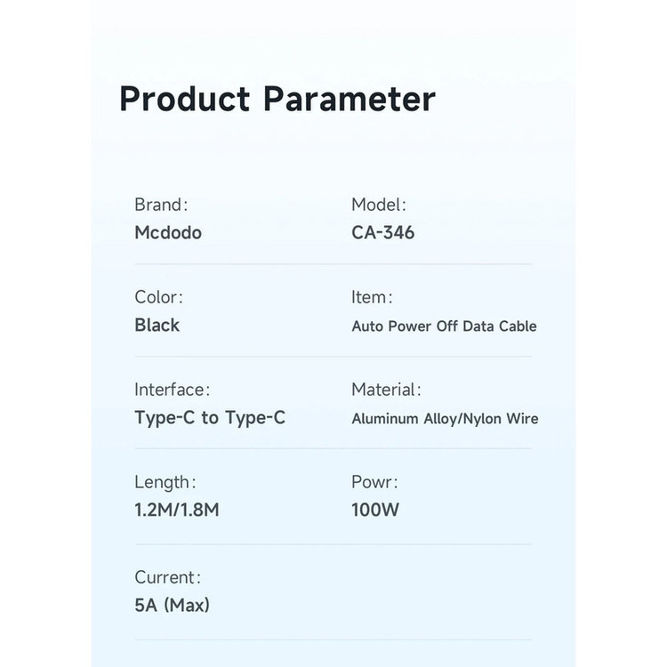 کابل USB-C مک دودو مدل CA-346 طول 1.8 متر