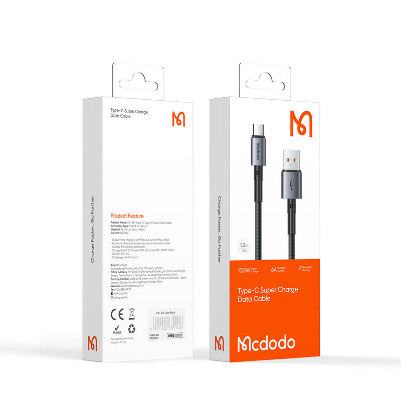 کابل USB به USB-C مک دودو مدل CA-3591 طول 1.8 متر